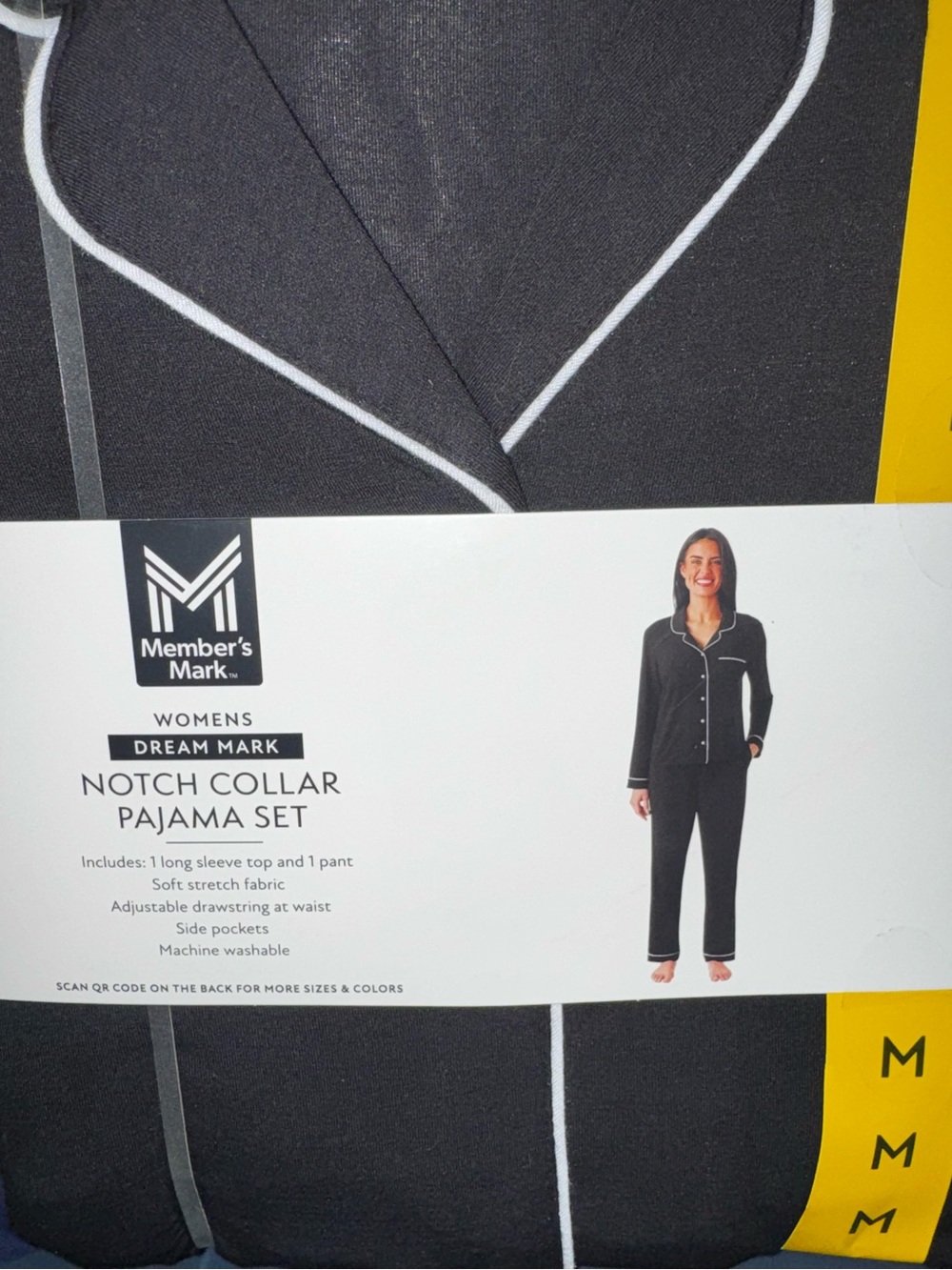 Member's Mark Women's Notch Collar Pajama Set - Black